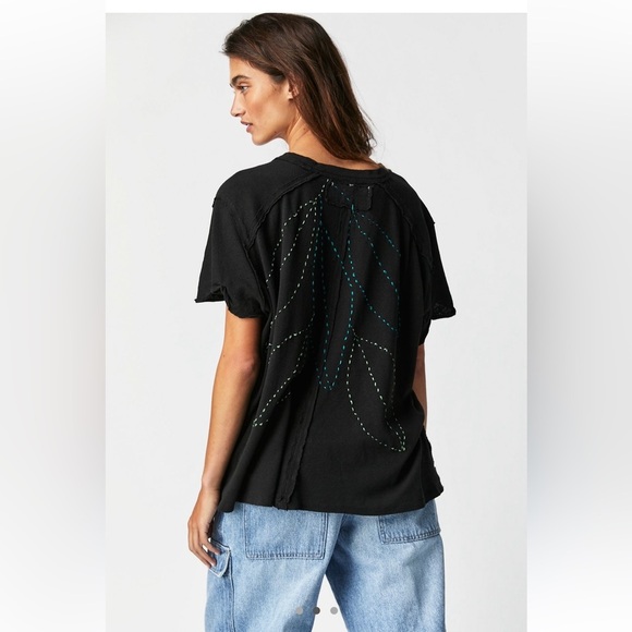 Free People NWT Tricia Fix Foliage Stitch Tee - Picture 3 of 4